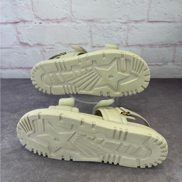 Authentic Dior Dioract Off White Sandals Gold Logo 39.5 - Picture 12 of 16